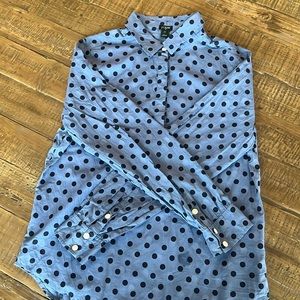 J-crew polka dot button down shirt. Size medium with little stain.